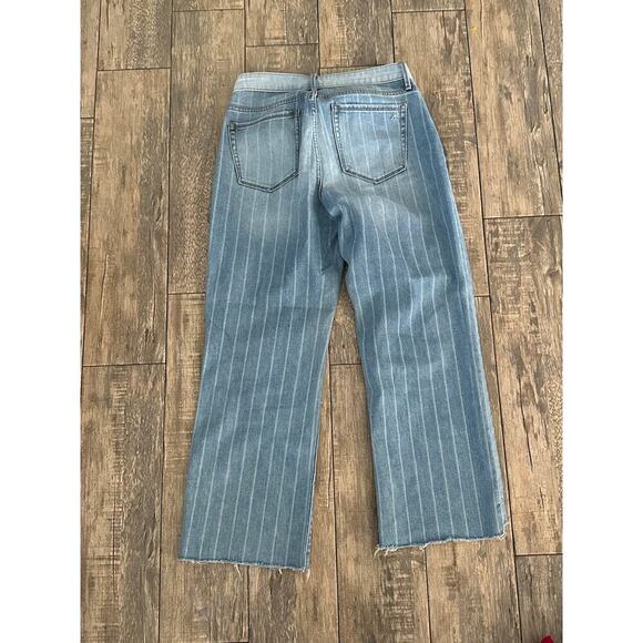 Sam Edelman Women's Blue Striped The Chelsea Wide Leg Crop Jeans Size 28 - Picture 7 of 7